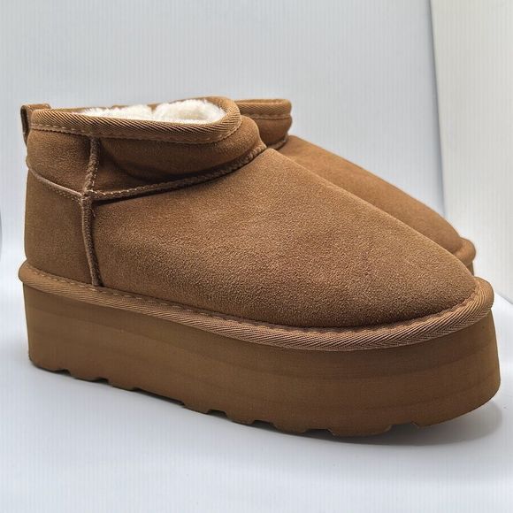CUSHIONAIRE Women's Genuine Suede pull on platform boot +Memory Foam 6 CHESTNUT - Picture 1 of 7